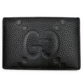 Gucci Gray Leather Maxi GG Business Card Holder Case Black