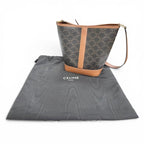 Celine Small Bucket Triomphe Canvas Calfskin Tan Shoulder Bag Brown — view 2
