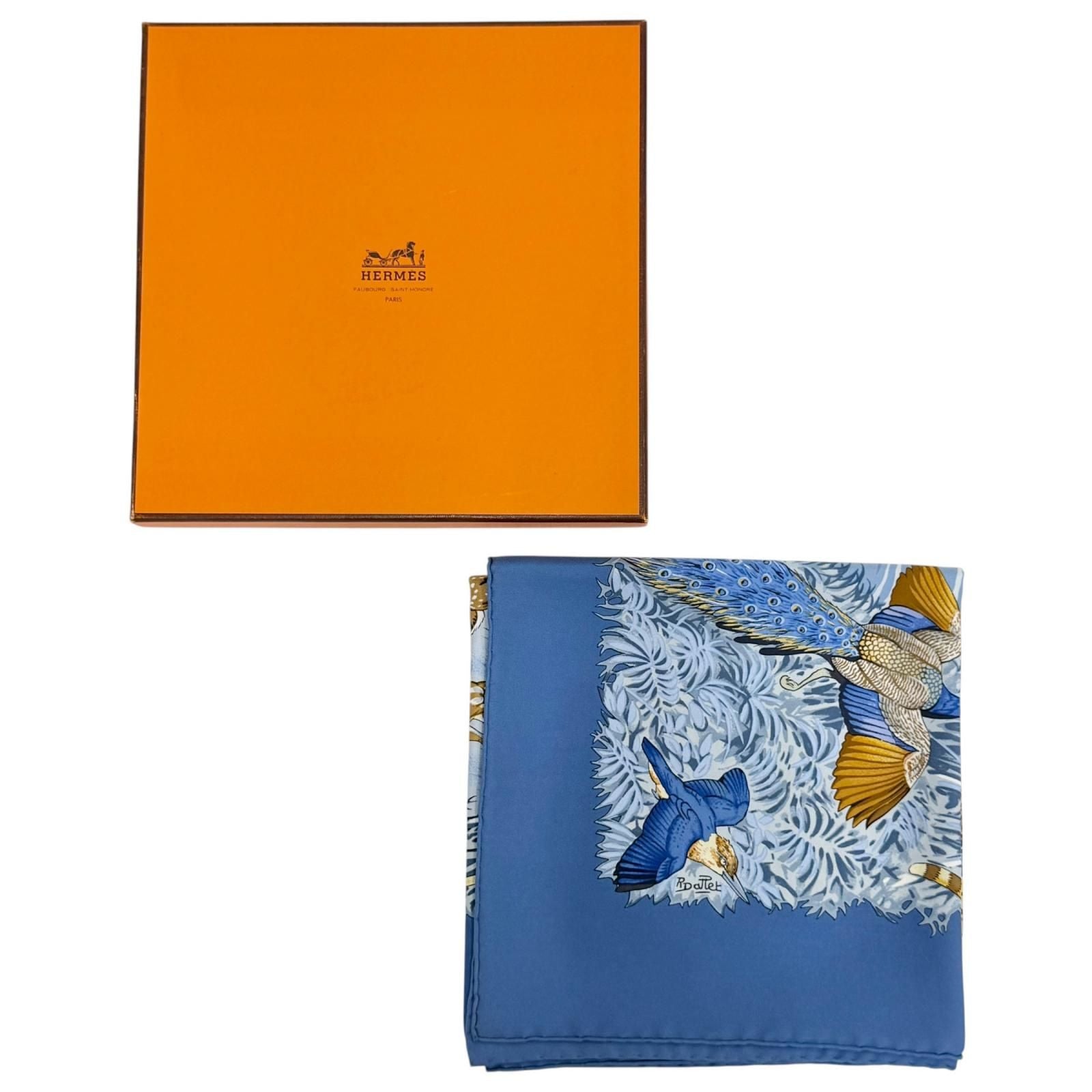 Hermes la Treve de L Eau Water Truce Carre 90 Silk 100% Super Rare Scarf Blue — view 2