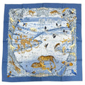Hermes la Treve de L Eau Water Truce Carre 90 Silk 100% Super Rare Scarf Blue