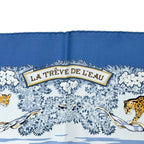 Hermes la Treve de L Eau Water Truce Carre 90 Silk 100% Super Rare Scarf Blue — view 7