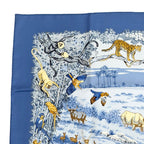 Hermes la Treve de L Eau Water Truce Carre 90 Silk 100% Super Rare Scarf Blue — view 3
