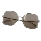 Chanel CC Logo Pearl Chain Butterfly Sunglasses Silver Brown Eyewear