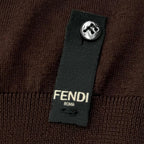 Fendi Cashmere Silk FF Logo Crew Neck High Gauge Knit Sweater Brown 44 — view 6