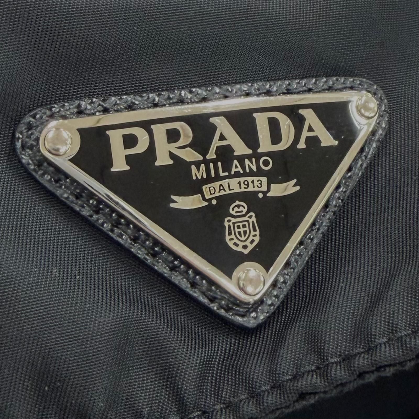Prada Re-Nylon Triangle Logo Plate Hat Cap Black XL — view 6