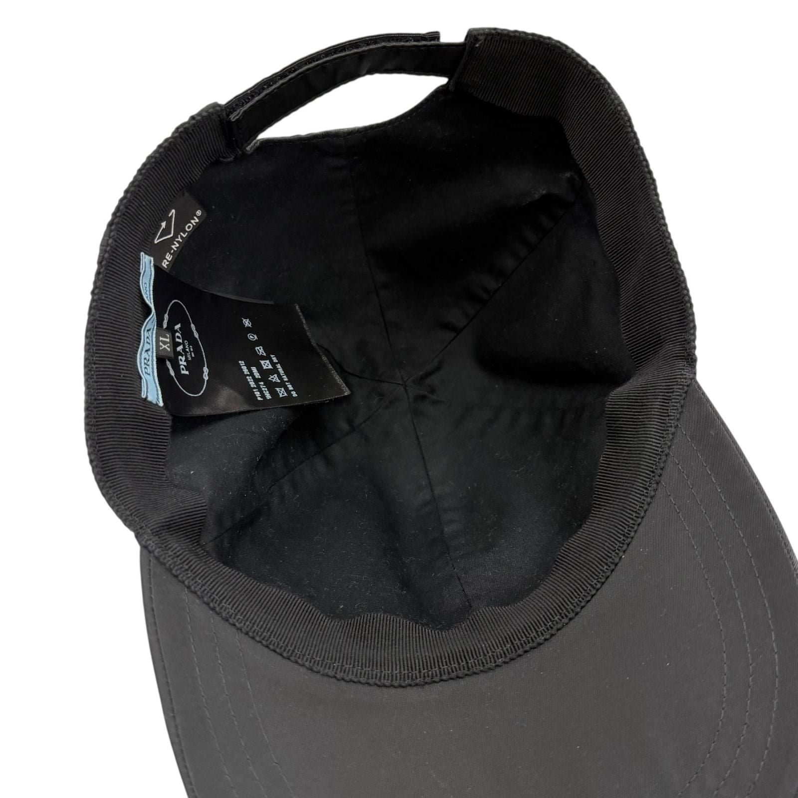 Prada Re-Nylon Triangle Logo Plate Hat Cap Black XL — view 5