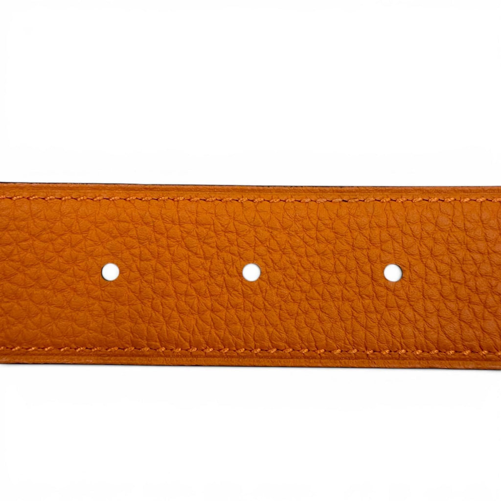 Hermes Constance Pegasus Box Calf Togo Silver Reversible Belt Black Orange — view 7