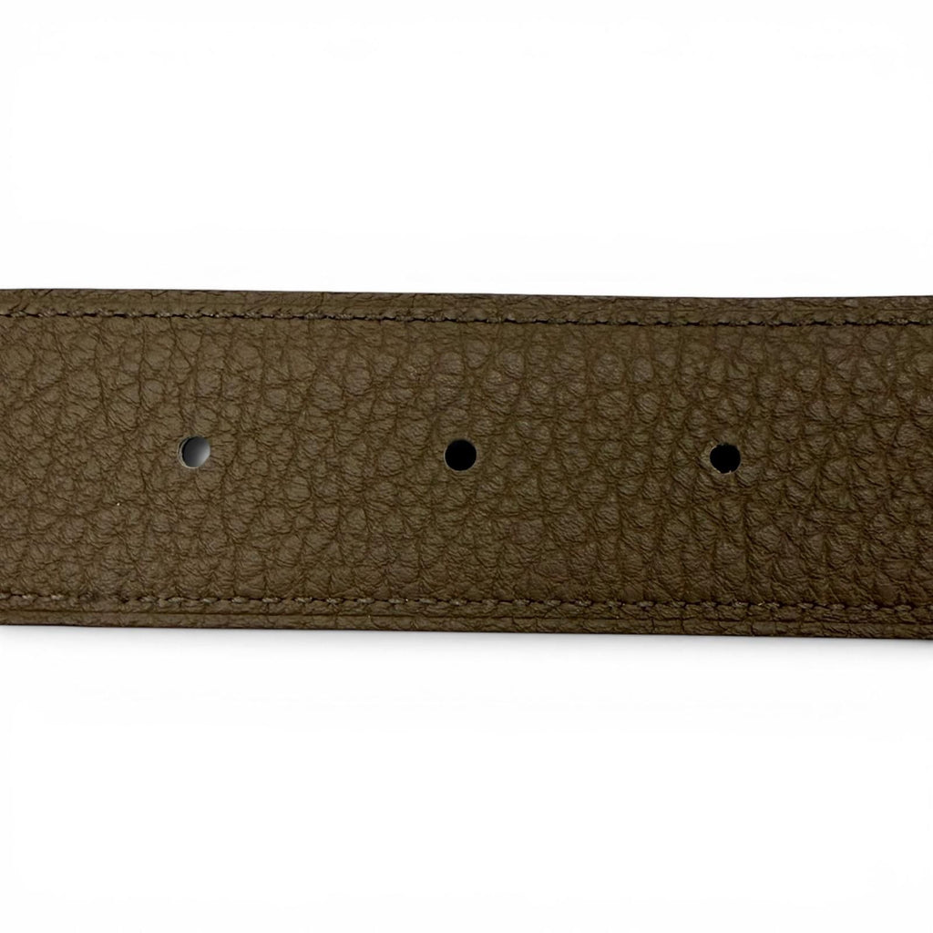 Hermes Constance Box Calf Togo Gold Logo Buckle Reversible Belt Khaki Black — view 7