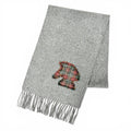 Hermes Highlands Cashmere Tartan Check Horse Motif Logo Embroidery Fringe Scarf