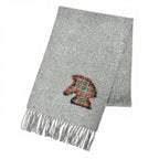 Hermes Highlands Cashmere Tartan Check Horse Motif Logo Embroidery Fringe Scarf