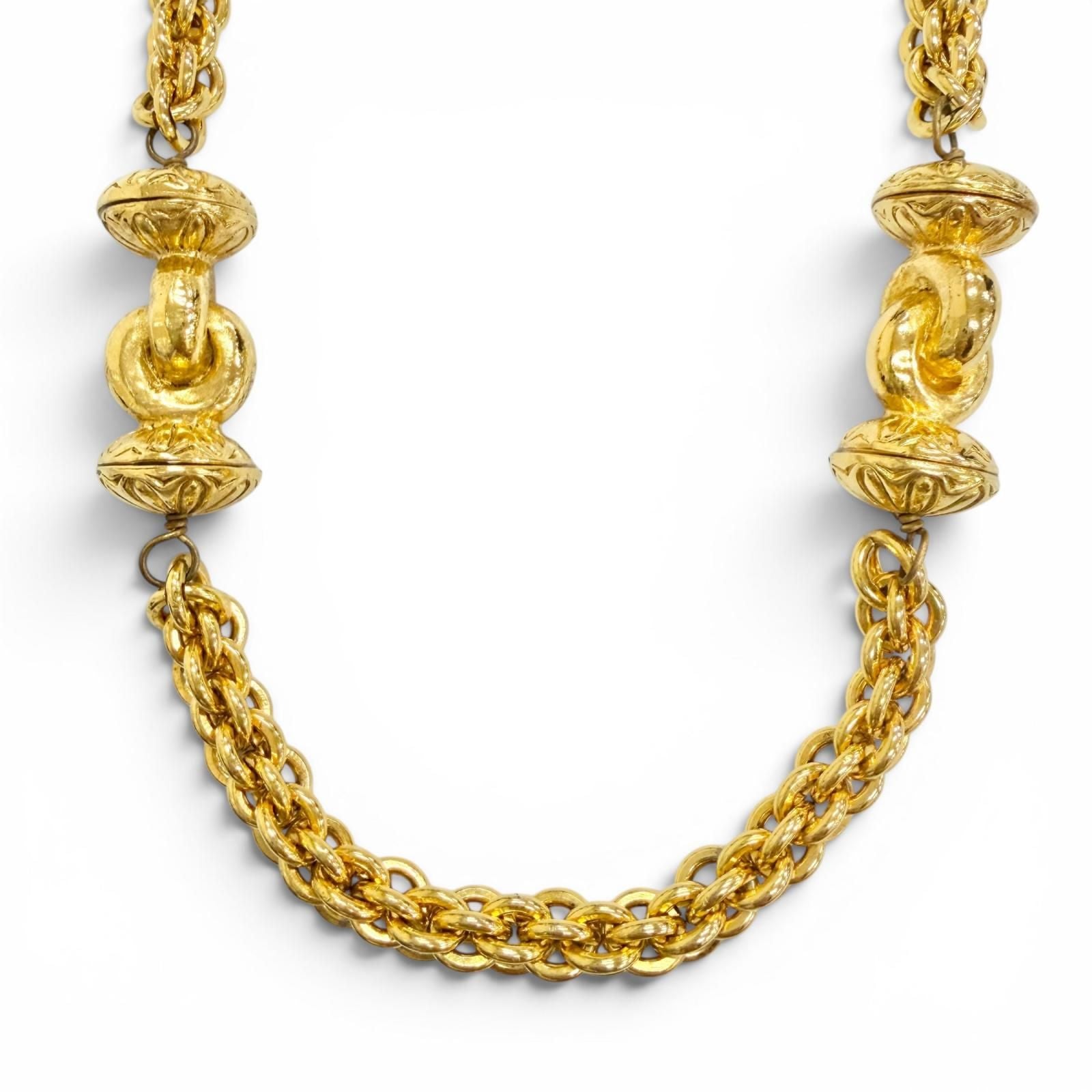 Chanel Vintage CC Logo Long Chain Necklace Gold with
