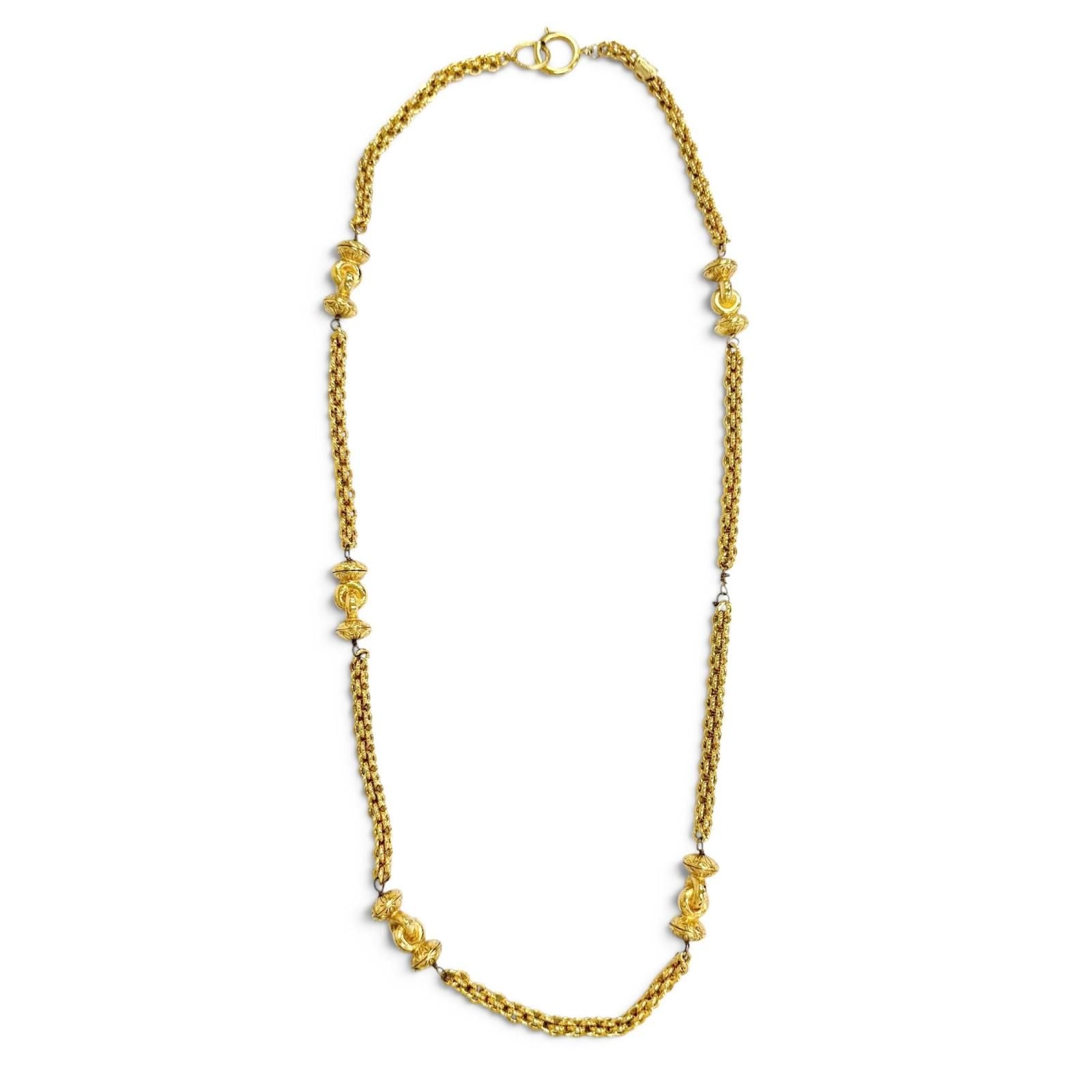 Chanel Vintage CC Logo Long Chain Necklace Gold with — view 4