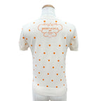 Hermes Cashmere Brides de Gala Dot Pattern Short Sleeve Knit Beige Orange 36 — view 4