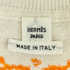 Hermes Cashmere Brides de Gala Dot Pattern Short Sleeve Knit Beige Orange 36 — view 7