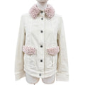 Chanel Mini Coco Button with Stone Fleece Denim Jacket Ivory 34