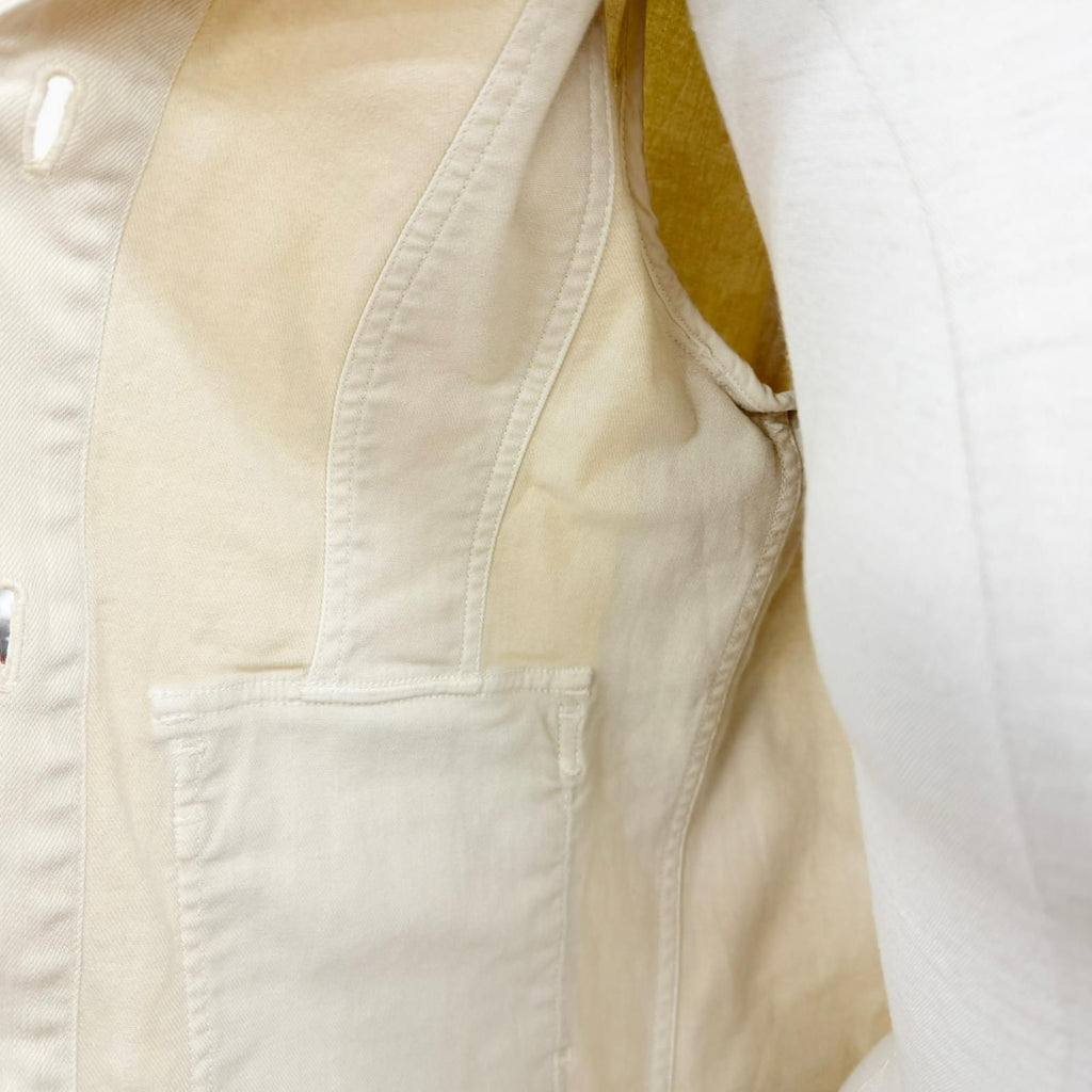 Chanel Mini Coco Button with Stone Fleece Denim Jacket Ivory 34 — view 5