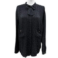 Chanel Silk 100% CC Logo Pattern with Button Long Sleeve Shirt Blouse Black 40