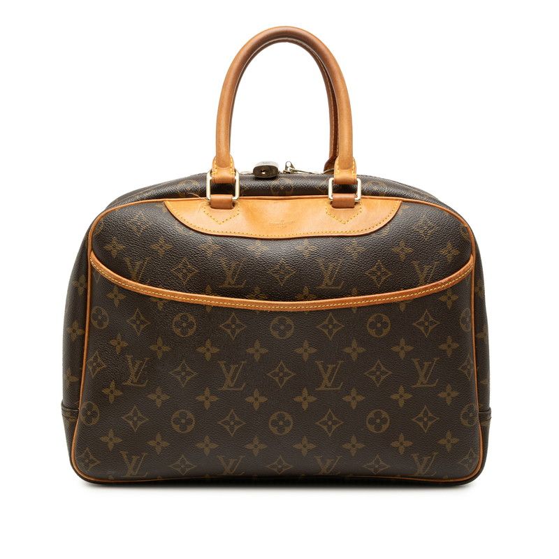 Louis Vuitton Monogram Deauville Handbag Brown Leather