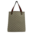 Gucci Vintage Sherry Line GG Logo Print Leather Tote Shoulder Bag Brown — view 3