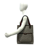 Gucci Vintage Sherry Line GG Logo Print Leather Tote Shoulder Bag Brown — view 2