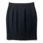 Chanel Tweed Skirt Knee Length Black Wool