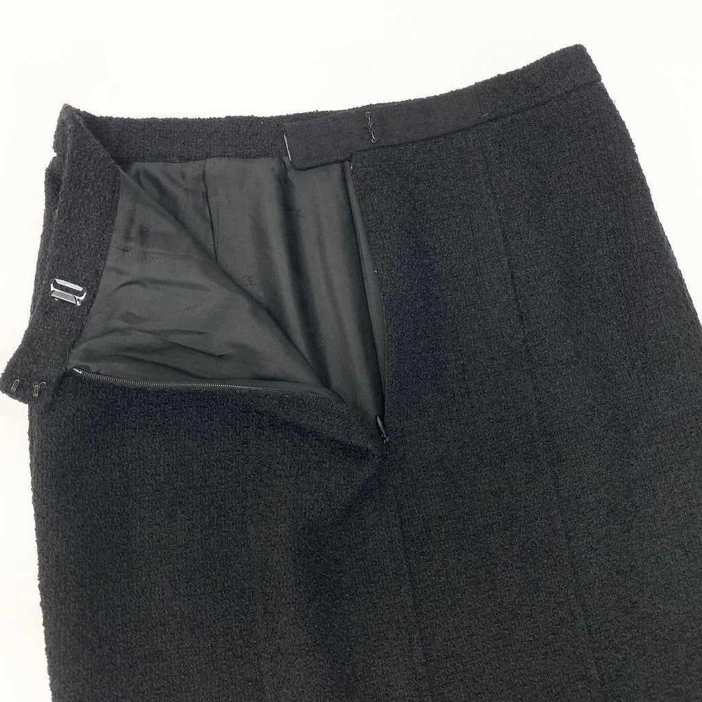Chanel Tweed Skirt Knee Length Black Wool — view 4