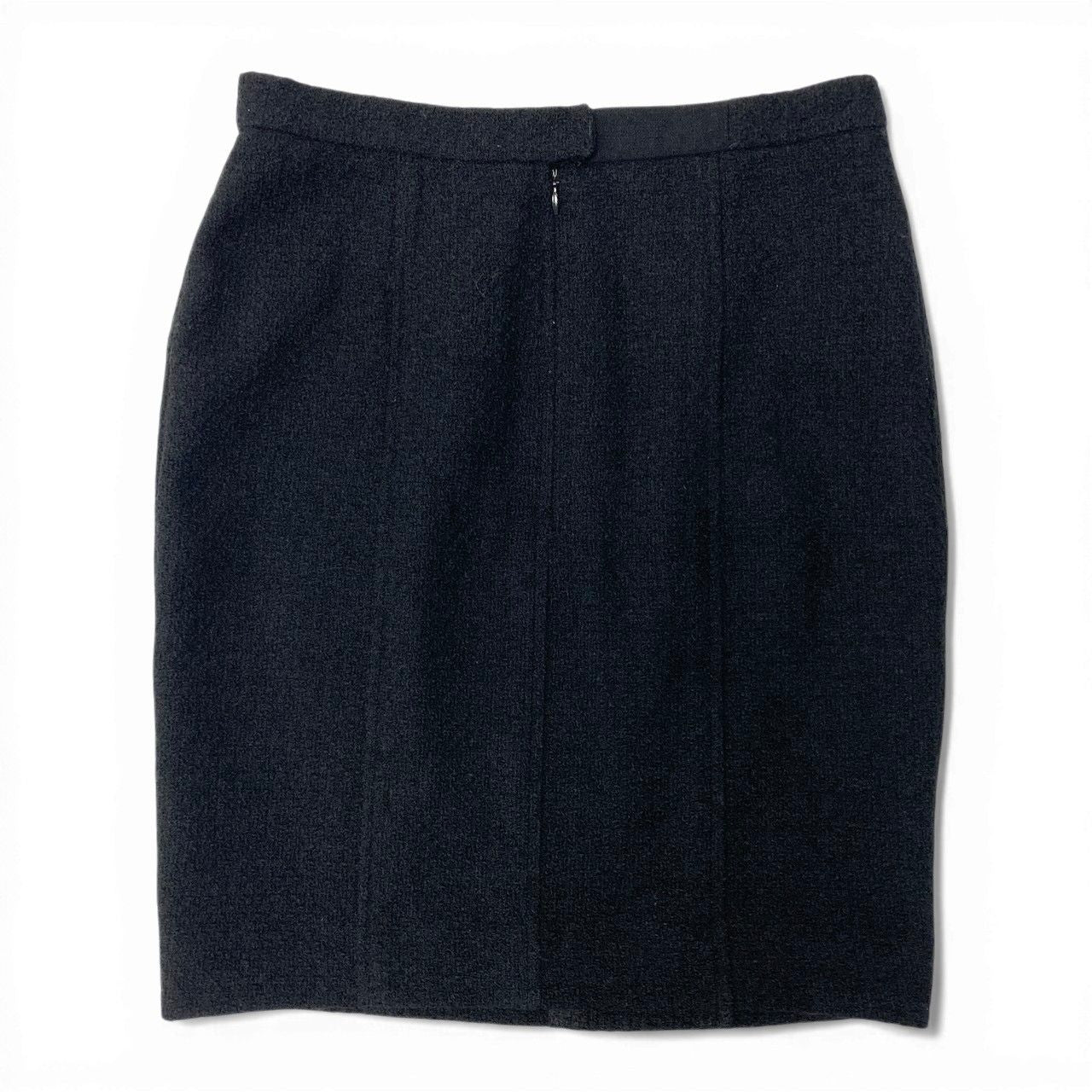 Chanel Tweed Skirt Knee Length Black Wool — view 3