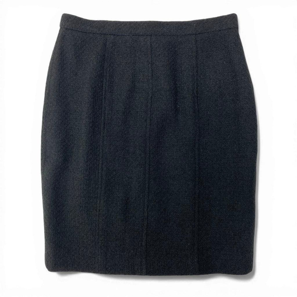 Chanel Tweed Skirt Knee Length Black Wool — view 2
