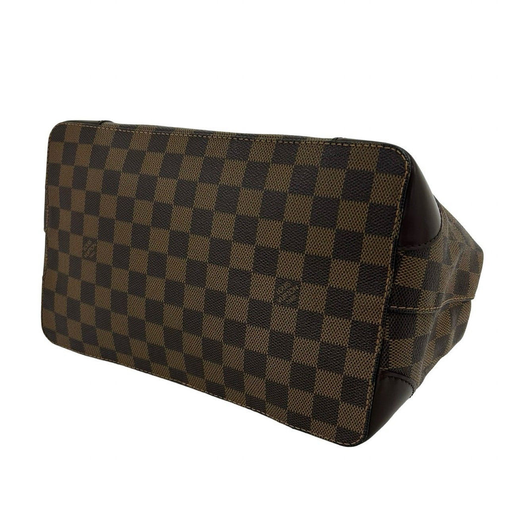 Louis Vuitton Hampstead PM Damier Logo Plate Leather Handbag Brown — view 8