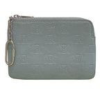 Celine Triomphe Key Ring Coin Case Card Leather Light Blue Compact Capacity