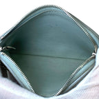 Celine Triomphe Key Ring Coin Case Card Leather Light Blue Compact Capacity — view 3