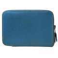 Hermes Azap Vertical Round Zip Wallet Compact Epsom Leather Blue Jean Capacity