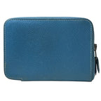 Hermes Azap Vertical Round Zip Wallet Compact Epsom Leather Blue Jean Capacity