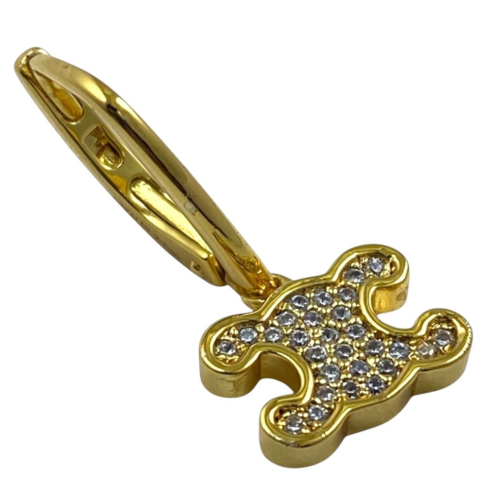 Celine Triomphe Earrings Rhinestone Gold — view 3