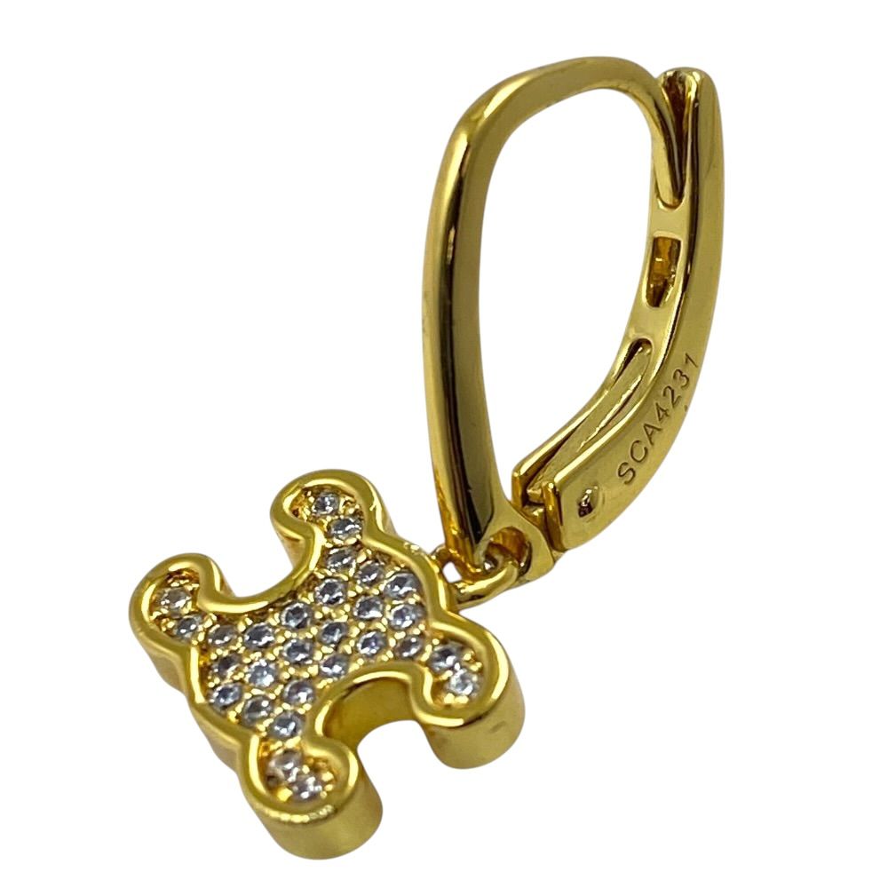 Celine Triomphe Earrings Rhinestone Gold — view 4