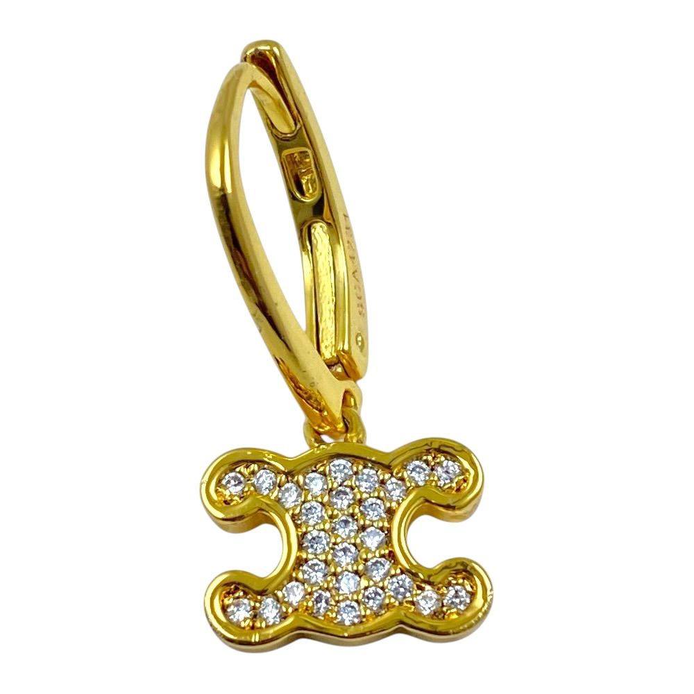 Celine Triomphe Earrings Rhinestone Gold