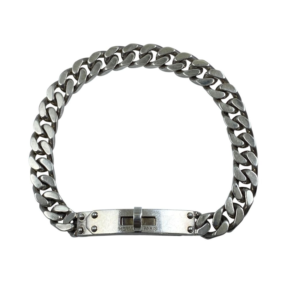 Hermes Kelly Gourmette Chain Bracelet Silver