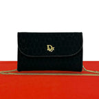 Dior Logo Honeycomb Canvas Shoulder Bag Sakosh Pochette Black
