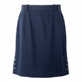 Chanel Knee Length Tight Skirt CC Logo Button Navy Cotton