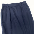 Chanel Knee Length Tight Skirt CC Logo Button Navy Cotton — view 5