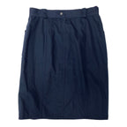 Chanel Knee Length Tight Skirt CC Logo Button Navy Cotton — view 3