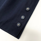 Chanel Knee Length Tight Skirt CC Logo Button Navy Cotton — view 8