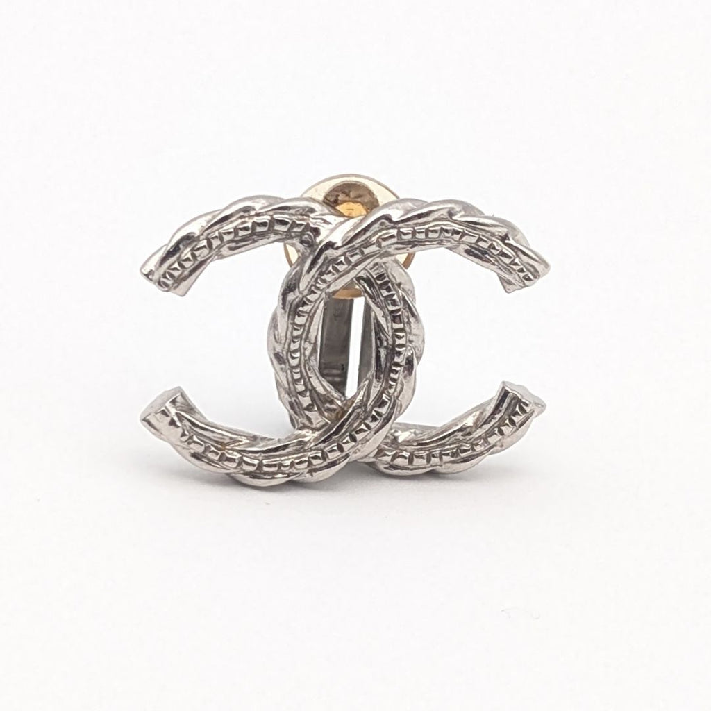 Chanel Earrings CC Logo Silver Twist Recent