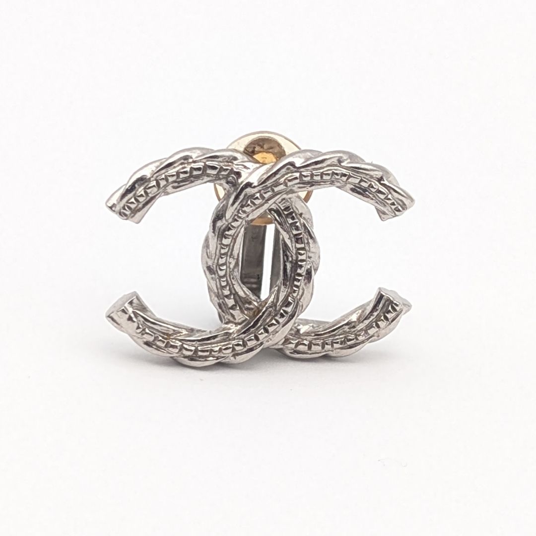 Chanel Earrings CC Logo Silver Twist Recent