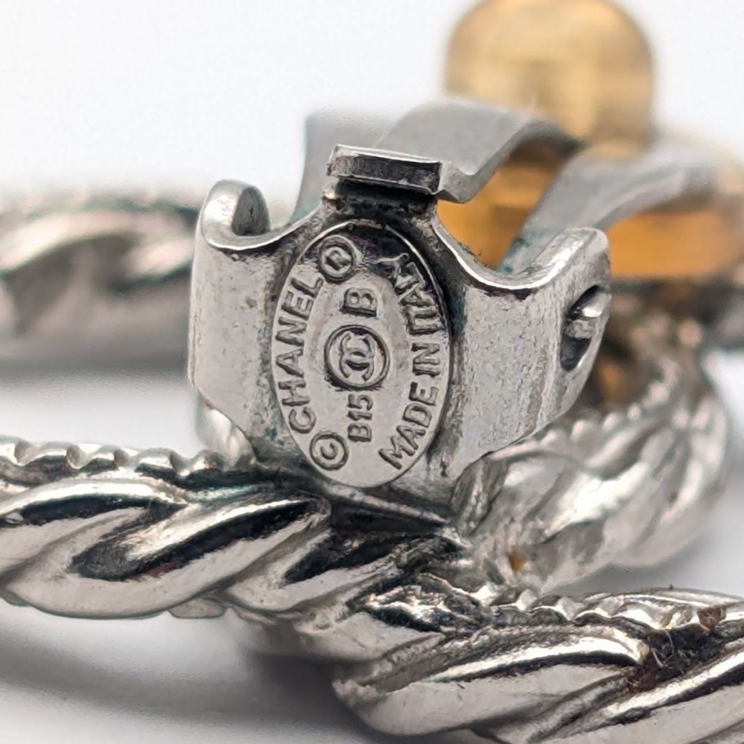 Chanel Earrings CC Logo Silver Twist Recent — view 3