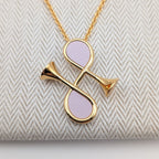 Hermes Col Necklace Gold Pink Pendant