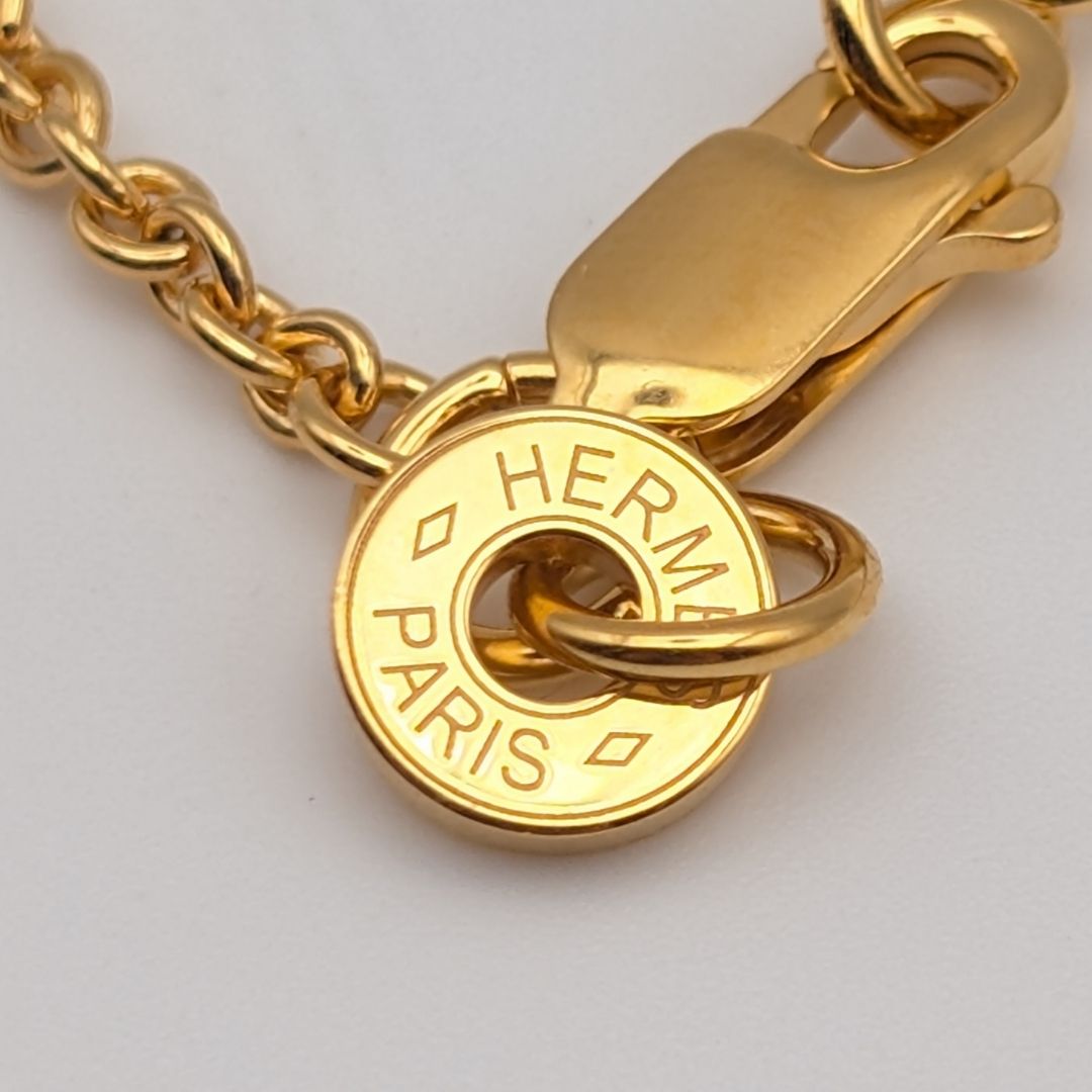 Hermes Col Necklace Gold Pink Pendant — view 5