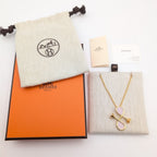 Hermes Col Necklace Gold Pink Pendant — view 7