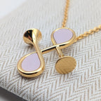 Hermes Col Necklace Gold Pink Pendant — view 2