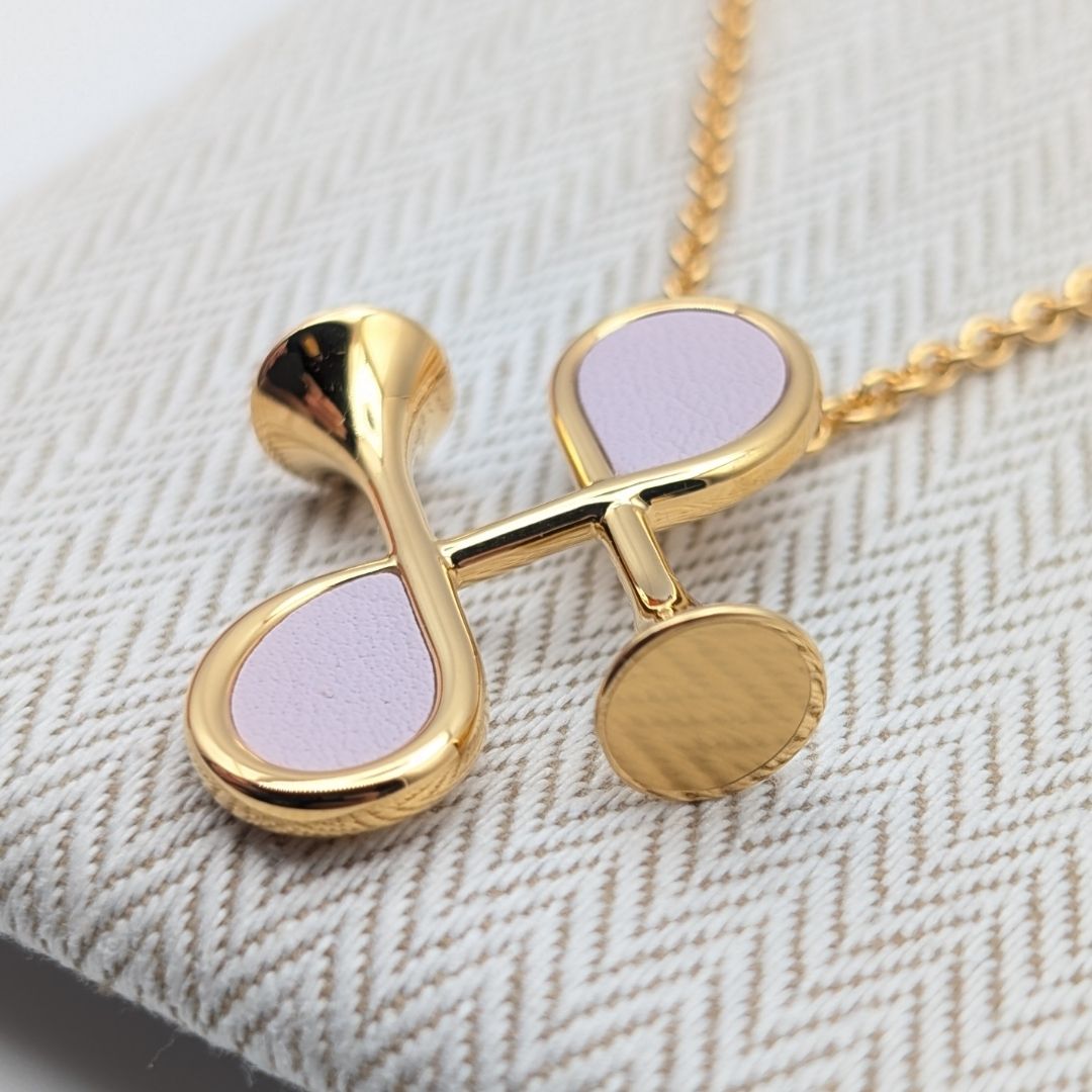 Hermes Col Necklace Gold Pink Pendant — view 2